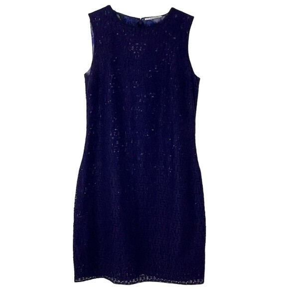 T. Tahari Purple Lace Dress with Floral Shift - Picture 1 of 8